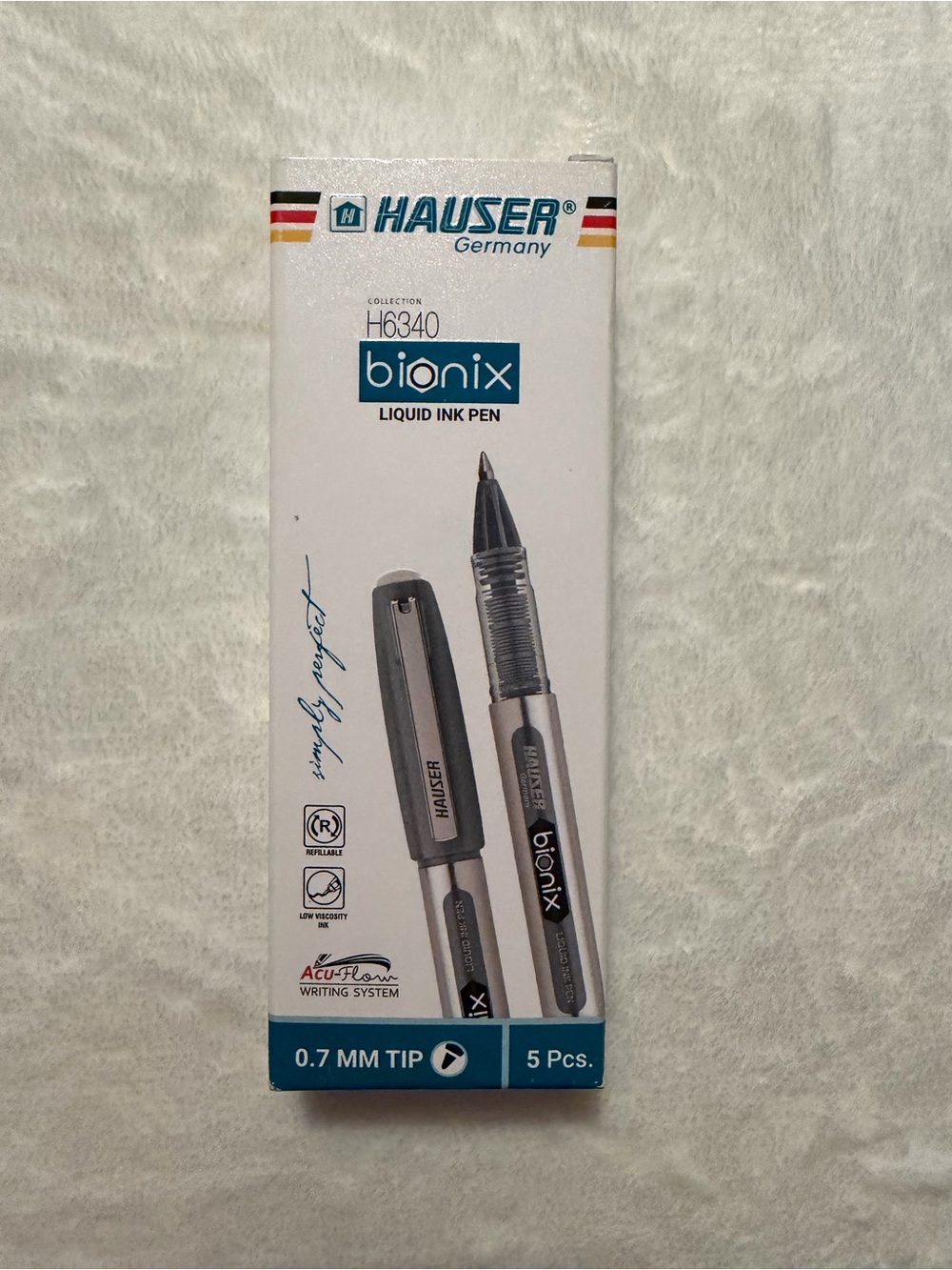 Hauser Bionix Liquid Ink Pens 0.7 MM Tip - Black (5 Pack)